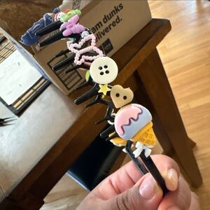 Cute Decorative Hair Claw with Ice Cream & Button Charms - Multicolor
